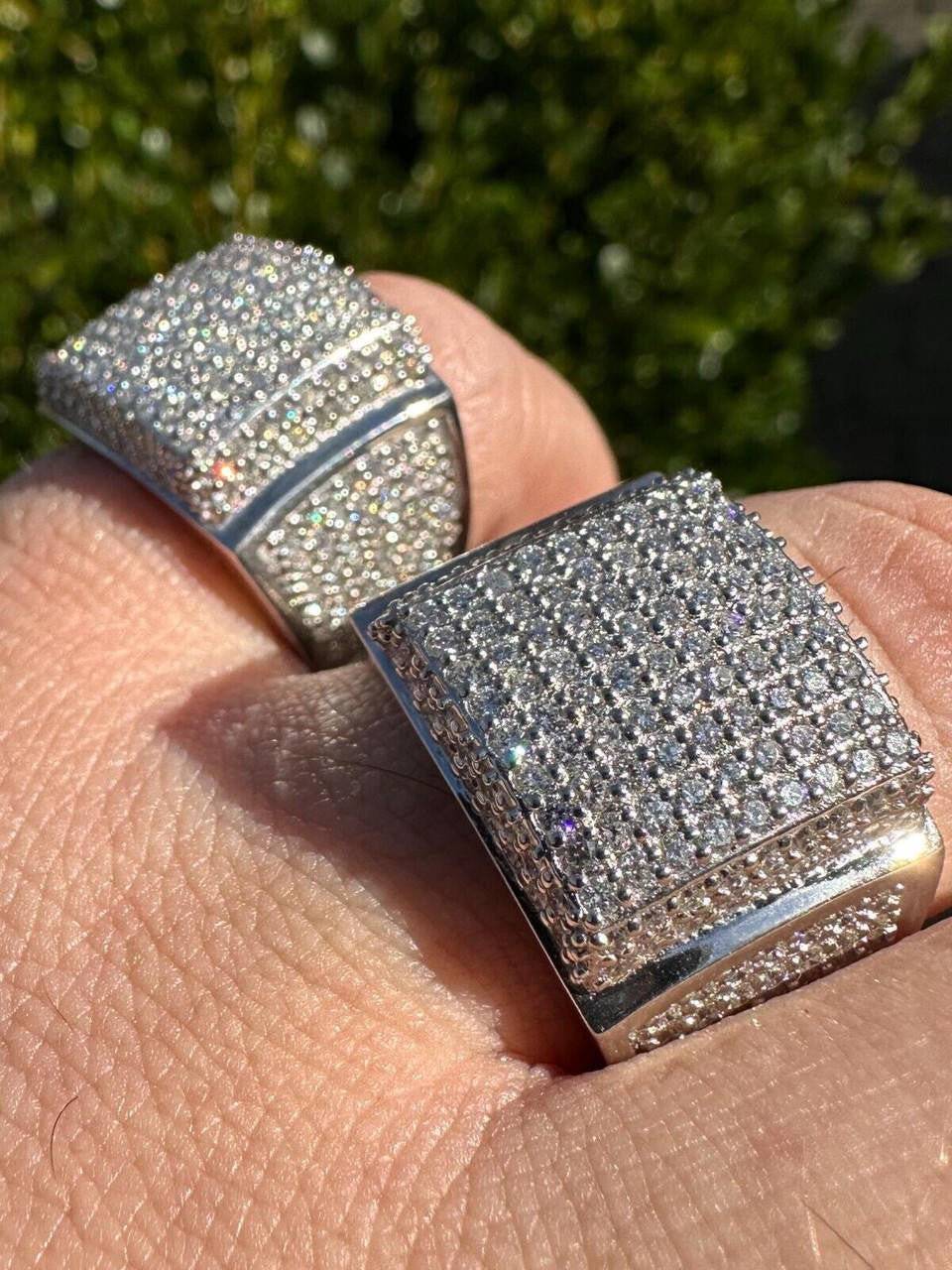 Italiano Silver, Inc. 4.47ct Real Diamond Hip Hop Natural 925 Sterling Silver Iced Square Mens Ring