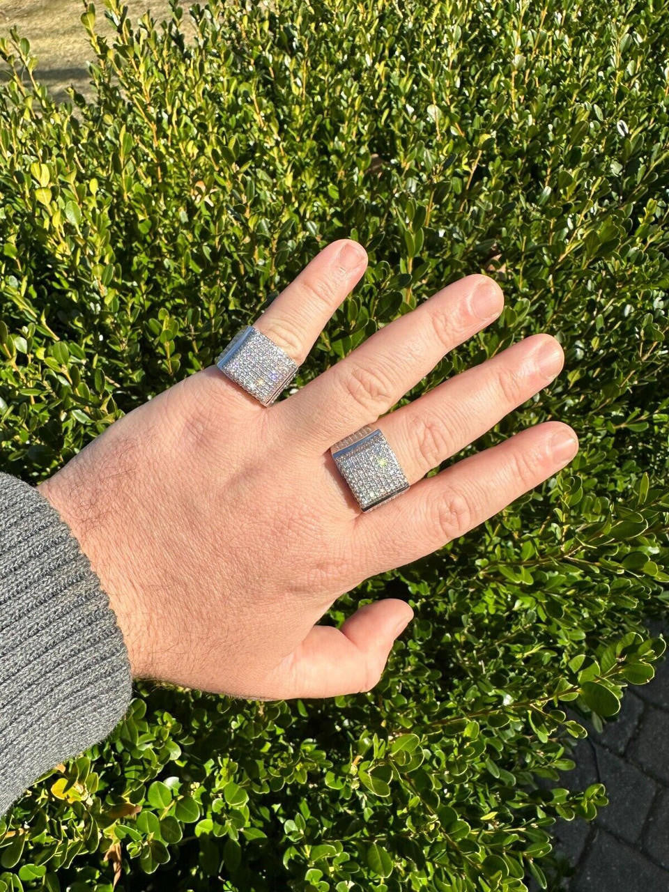 Italiano Silver, Inc. 4.49ct Real Diamond Hip Hop Solid 14k White Gold Iced Square Micropave Ring 14g