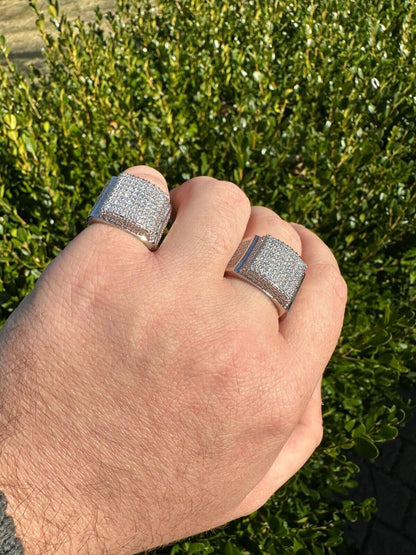 Italiano Silver, Inc. 4.49ct Real Diamond Hip Hop Solid 14k White Gold Iced Square Micropave Ring 14g