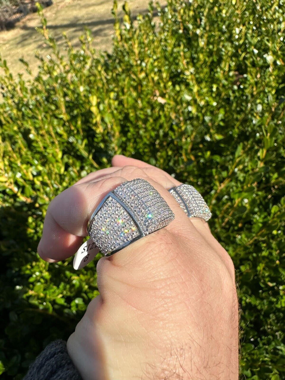 Italiano Silver, Inc. 4.49ct Real Diamond Hip Hop Solid 14k White Gold Iced Square Micropave Ring 14g