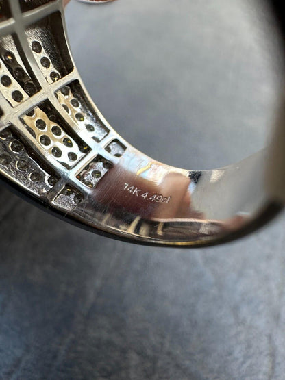 Italiano Silver, Inc. 4.49ct Real Diamond Hip Hop Solid 14k White Gold Iced Square Micropave Ring 14g