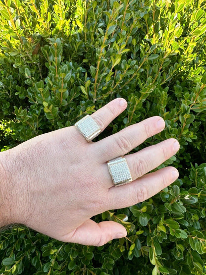 Italiano Silver, Inc. 4.49ct Real Diamond Hip Hop Solid 14k Yellow Gold Iced Square Micropave Ring 14g