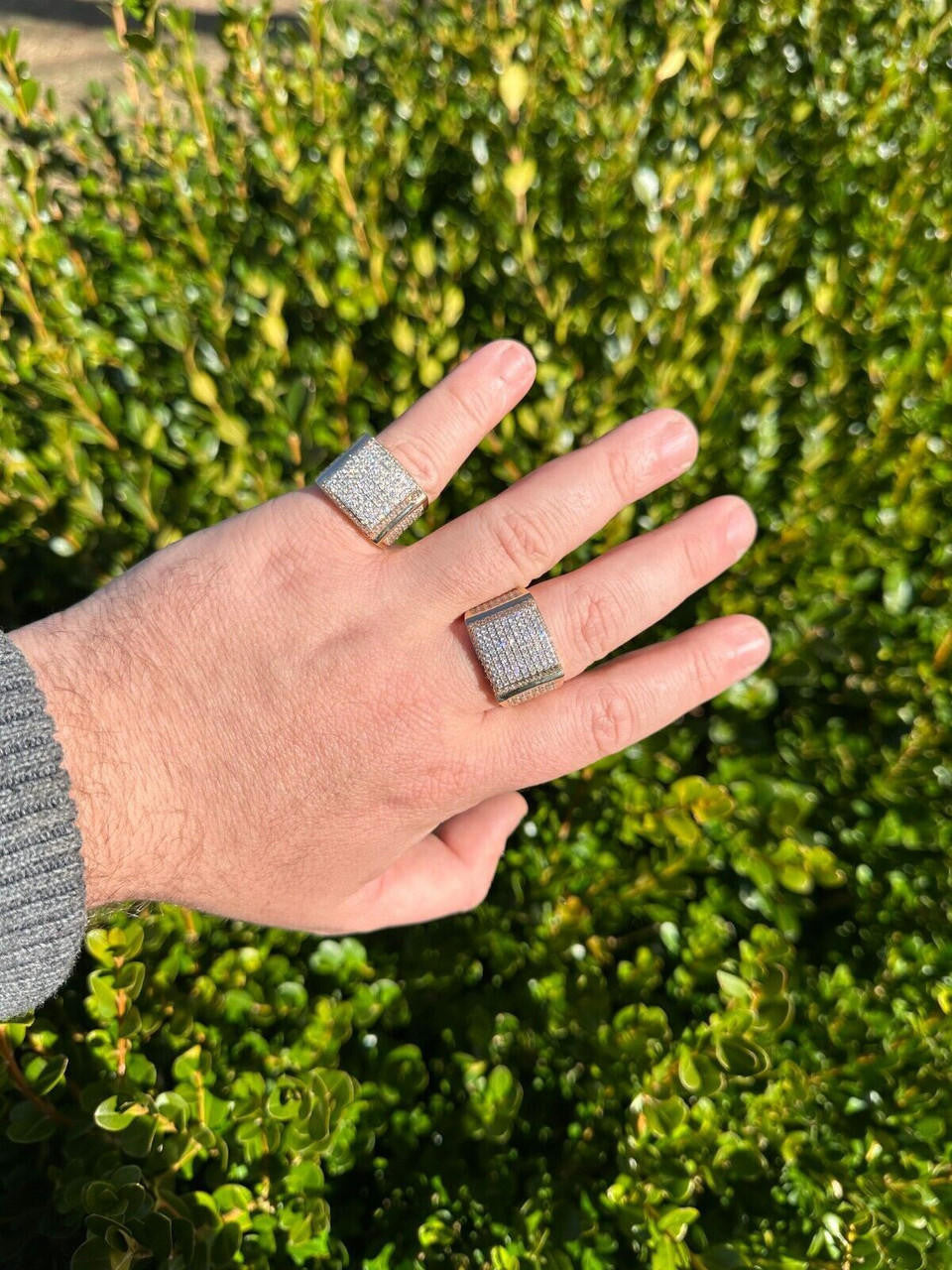 Italiano Silver, Inc. 4.49ct Real Diamond Hip Hop Solid 14k Yellow Gold Iced Square Micropave Ring 14g