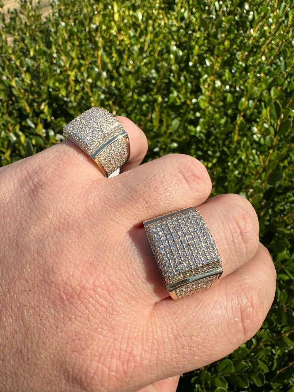 Italiano Silver, Inc. 4.49ct Real Diamond Hip Hop Solid 14k Yellow Gold Iced Square Micropave Ring 14g