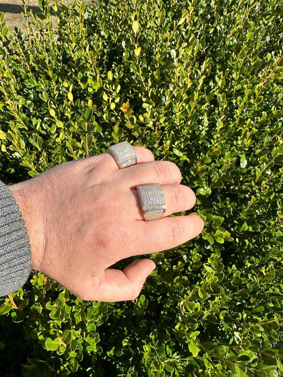 Italiano Silver, Inc. 4.49ct Real Diamond Hip Hop Solid 14k Yellow Gold Iced Square Micropave Ring 14g