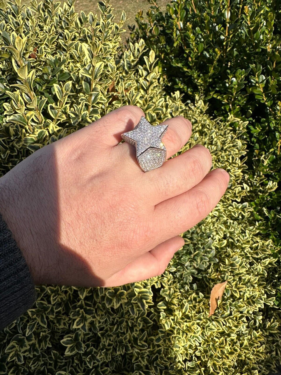 Italiano Silver, Inc. 4.99ct Real Diamond Hip Hop Real Natural 925 Silver Iced Star Ring Size 6-13