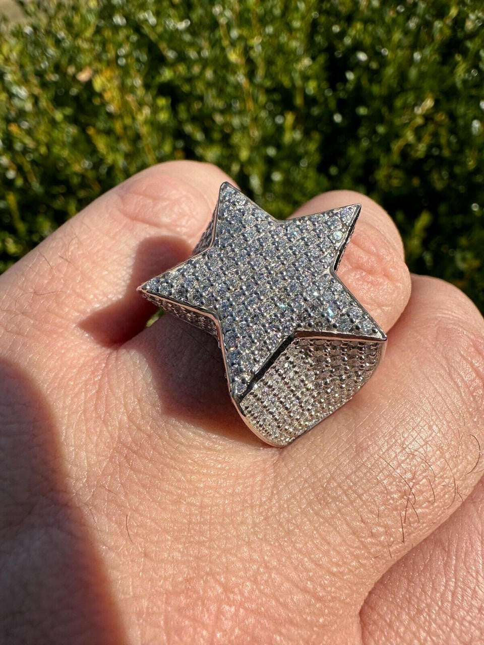 Italiano Silver, Inc. 4.99ct Real Diamond Hip Hop Real Natural 925 Silver Iced Star Ring Size 6-13