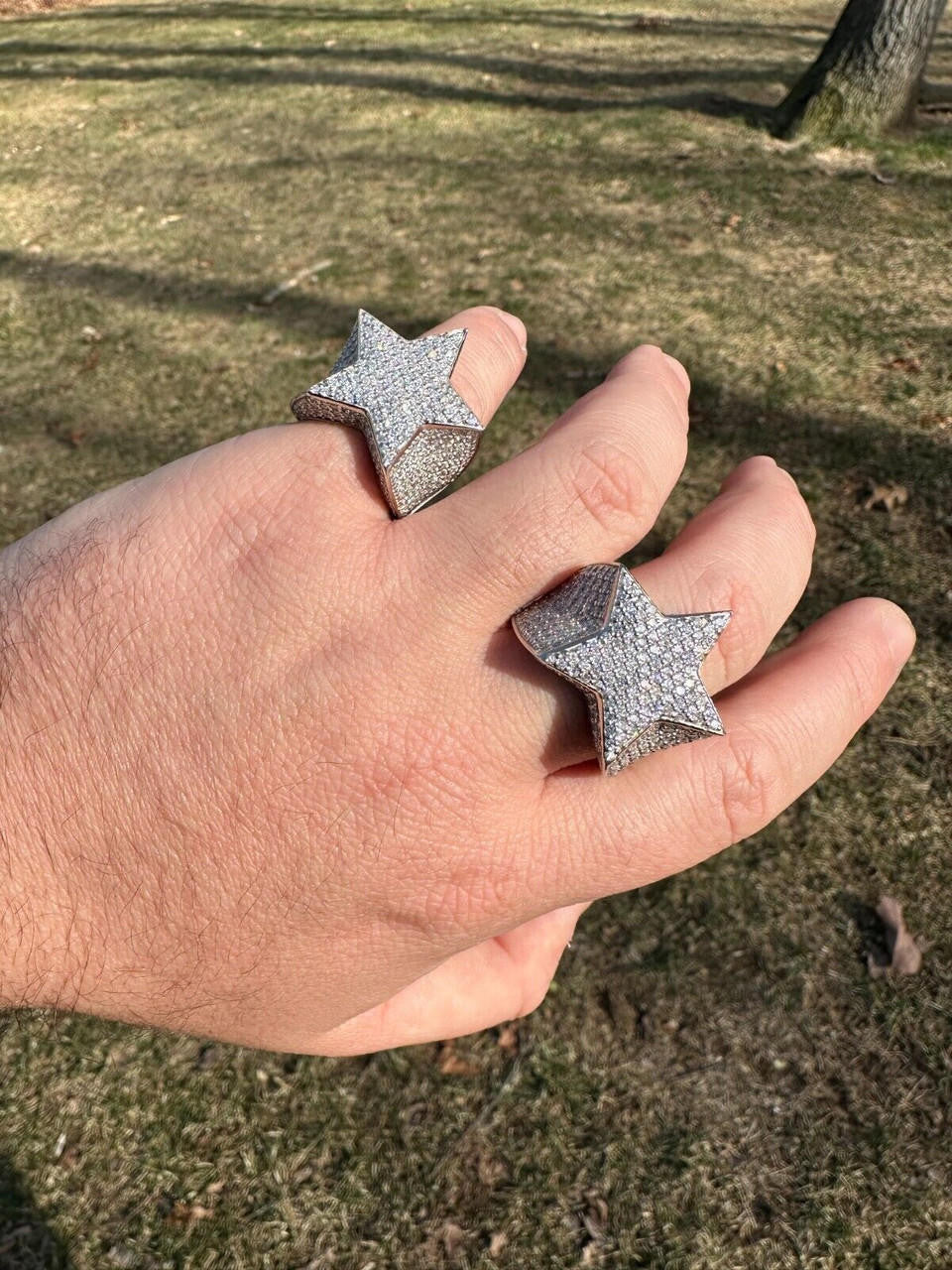 Italiano Silver, Inc. 4.99ct Real Diamond Hip Hop Real Natural 925 Silver Iced Star Ring Size 6-13