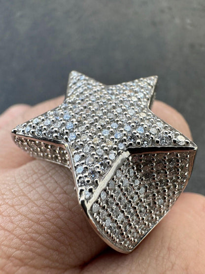 Italiano Silver, Inc. 4.99ct Real Diamond Hip Hop Solid 14k White Gold Iced Star Ring Size 7-13 22g