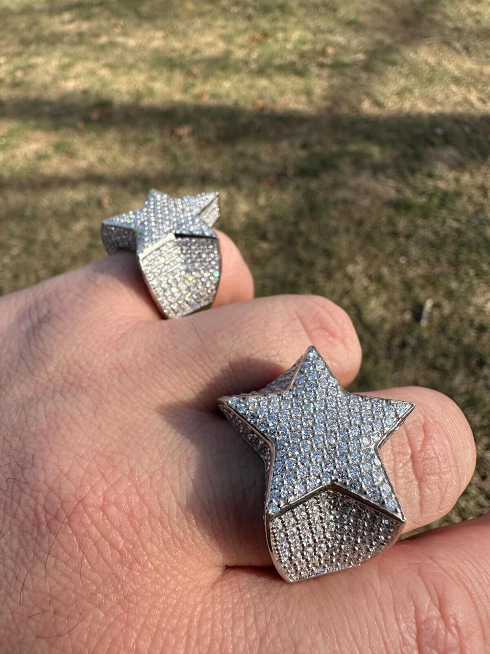 Italiano Silver, Inc. 4.99ct Real Diamond Hip Hop Solid 14k White Gold Iced Star Ring Size 7-13 22g