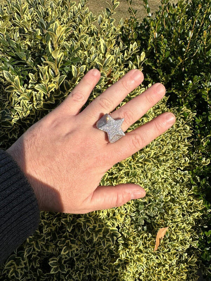 Italiano Silver, Inc. 4.99ct Real Diamond Hip Hop Solid 14k White Gold Iced Star Ring Size 7-13 22g