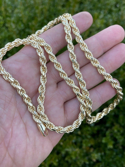 Italiano Silver, Inc 6mm Thick Mens Rope Chain 14k Gold Over Real Solid 925 Sterling Silver Necklace