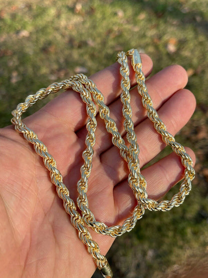 Italiano Silver, Inc 6mm Thick Mens Rope Chain 14k Gold Over Real Solid 925 Sterling Silver Necklace