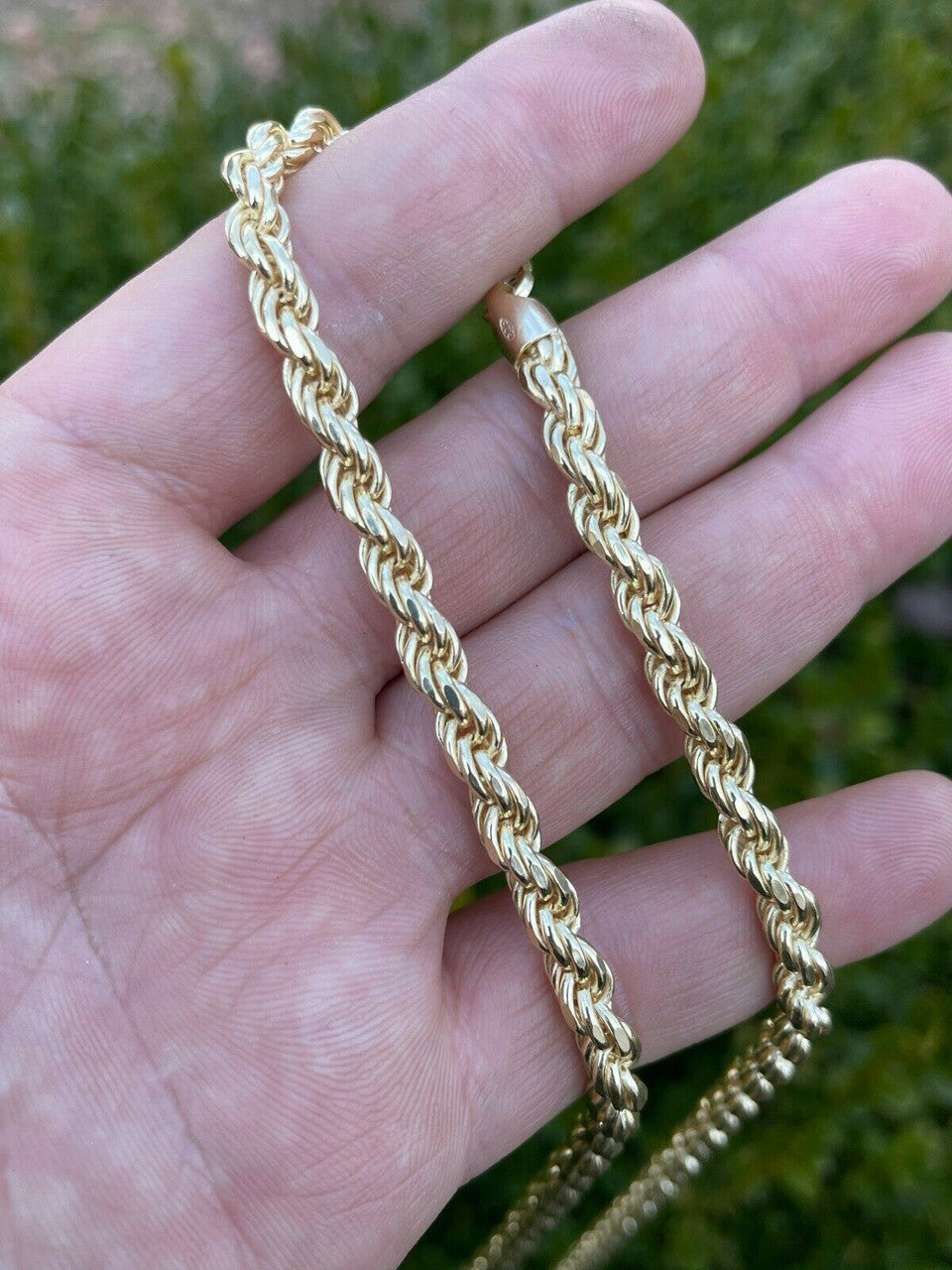 Italiano Silver, Inc 6mm Thick Mens Rope Chain 14k Gold Over Real Solid 925 Sterling Silver Necklace