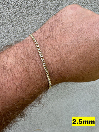 Italiano Silver, Inc. 925 Sterling Silver 14k Gold Plated Two Tone Diamond Cut Mariner Link Bracelet