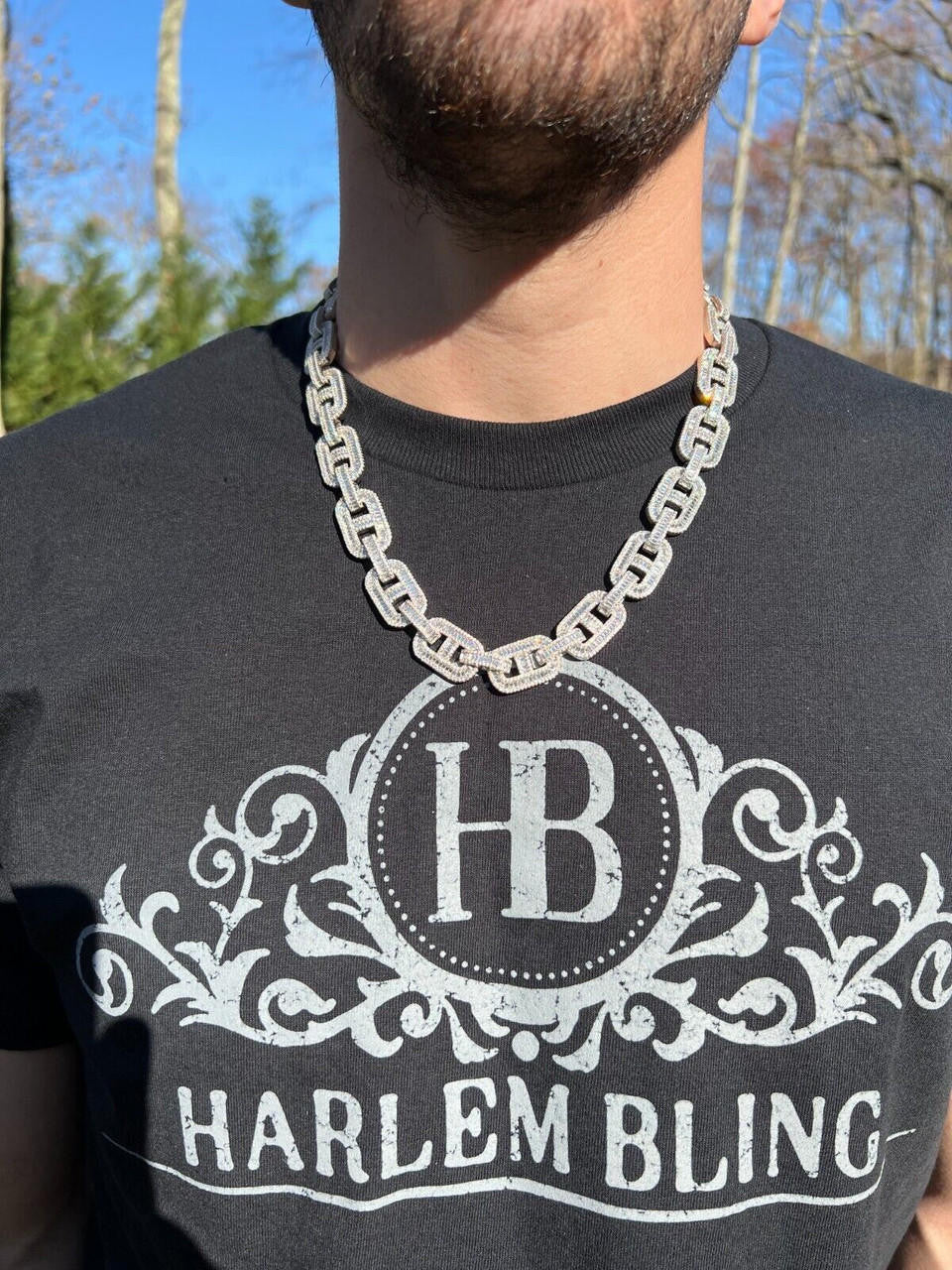 Italiano Silver, Inc. Baguette MOISSANITE Solid 925 Silver Gucci Link Chain Necklace Pass Diamond Test