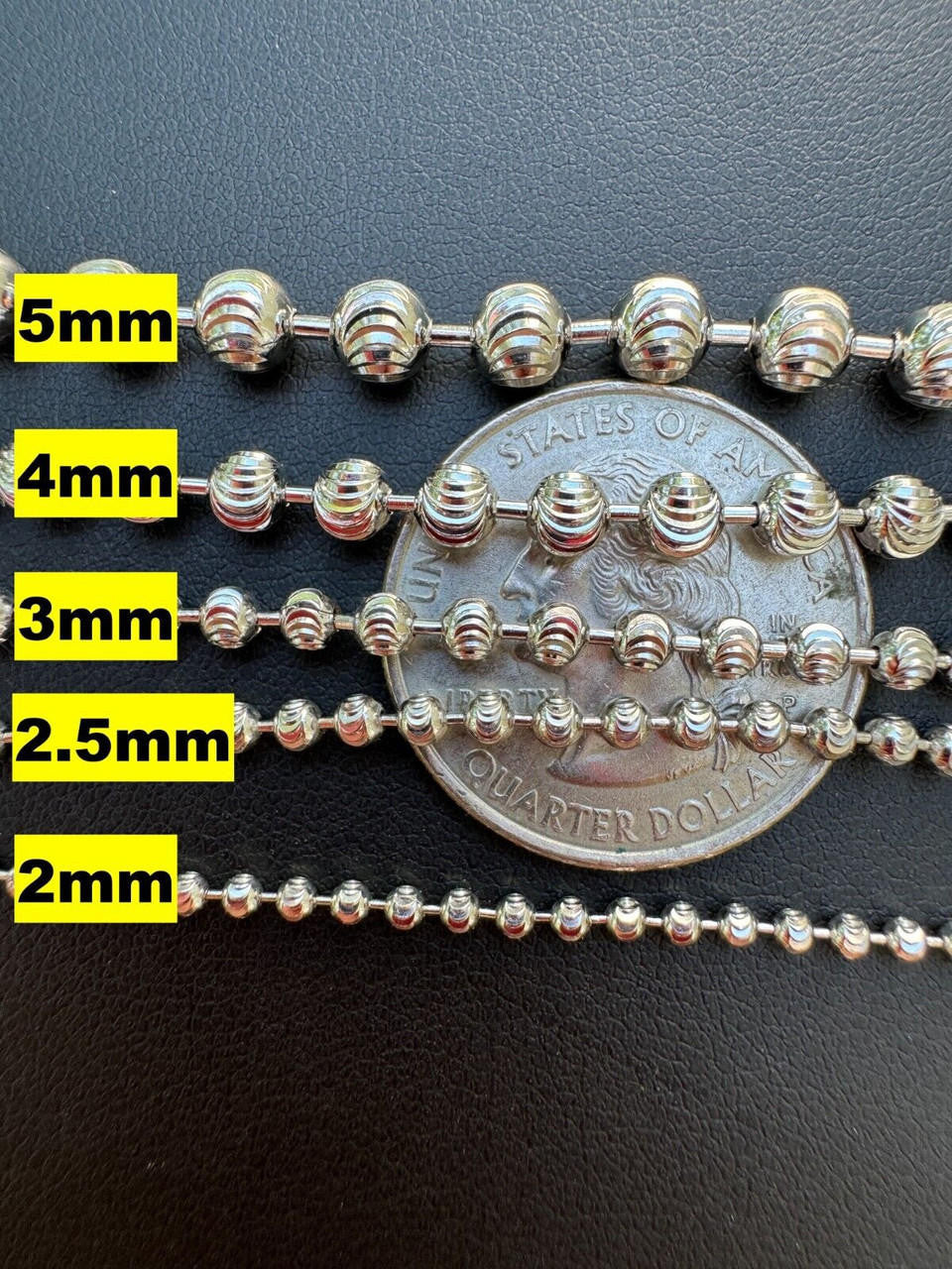 Real Solid 925 Sterling Silver Ball Moon Diamond Cut Chain MADE IN ITALY 2.5mm e Real Solid 925 Sterling Silver Ball Moon Diamond Cut Chain MADE IN ITALY 2.5mm e