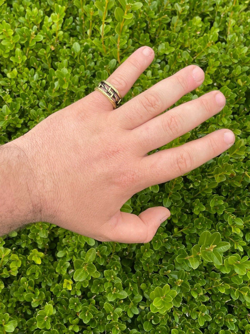 Italiano Silver, Inc Barbed Wire Real 14k Gold and Solid 925 Sterling Silver Plain Ring Wedding Band