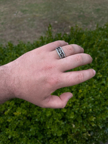 Italiano Silver, Inc Barbed Wire Solid 925 Sterling Silver and Black Oxidized Plain Ring Wedding Band