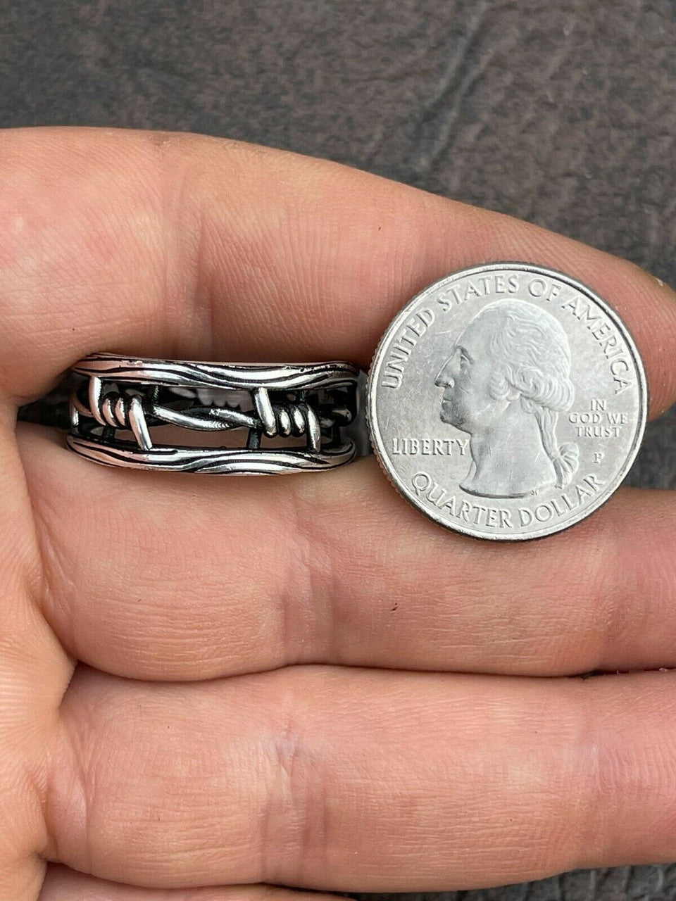 Italiano Silver, Inc Barbed Wire Solid 925 Sterling Silver and Black Oxidized Plain Ring Wedding Band