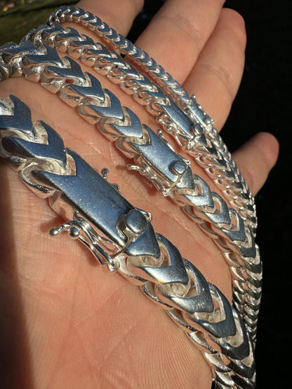 Italiano Silver, Inc. BIG 4-10mm Handmade Franco Chain Necklace Or Bracelet Real 925 Silver Box Clasp