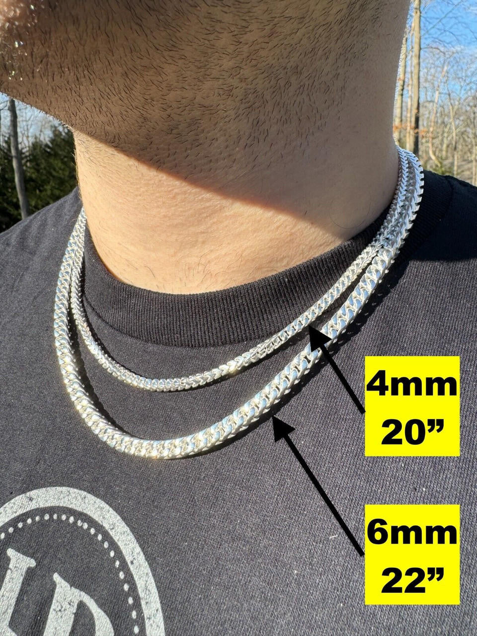 Italiano Silver, Inc. BIG 4-10mm Handmade Franco Chain Necklace Or Bracelet Real 925 Silver Box Clasp