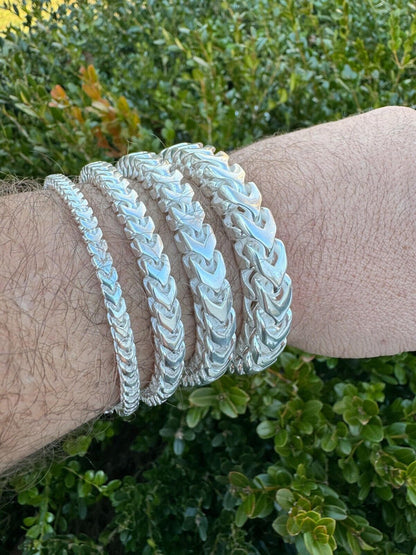 Italiano Silver, Inc. BIG 4-10mm Handmade Franco Chain Necklace Or Bracelet Real 925 Silver Box Clasp