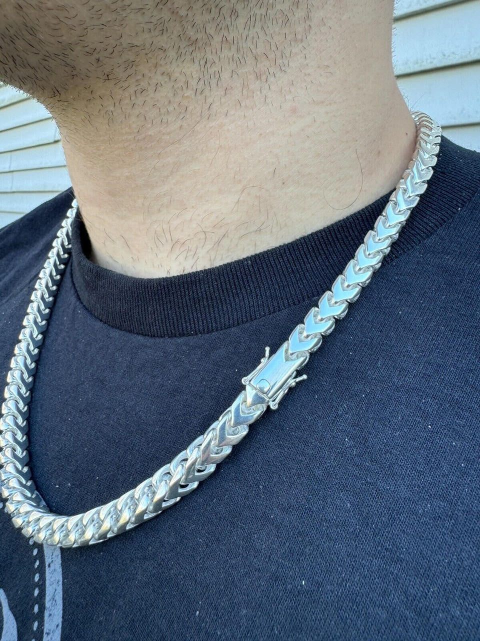 Italiano Silver, Inc. BIG 4-10mm Handmade Franco Chain Necklace Or Bracelet Real 925 Silver Box Clasp