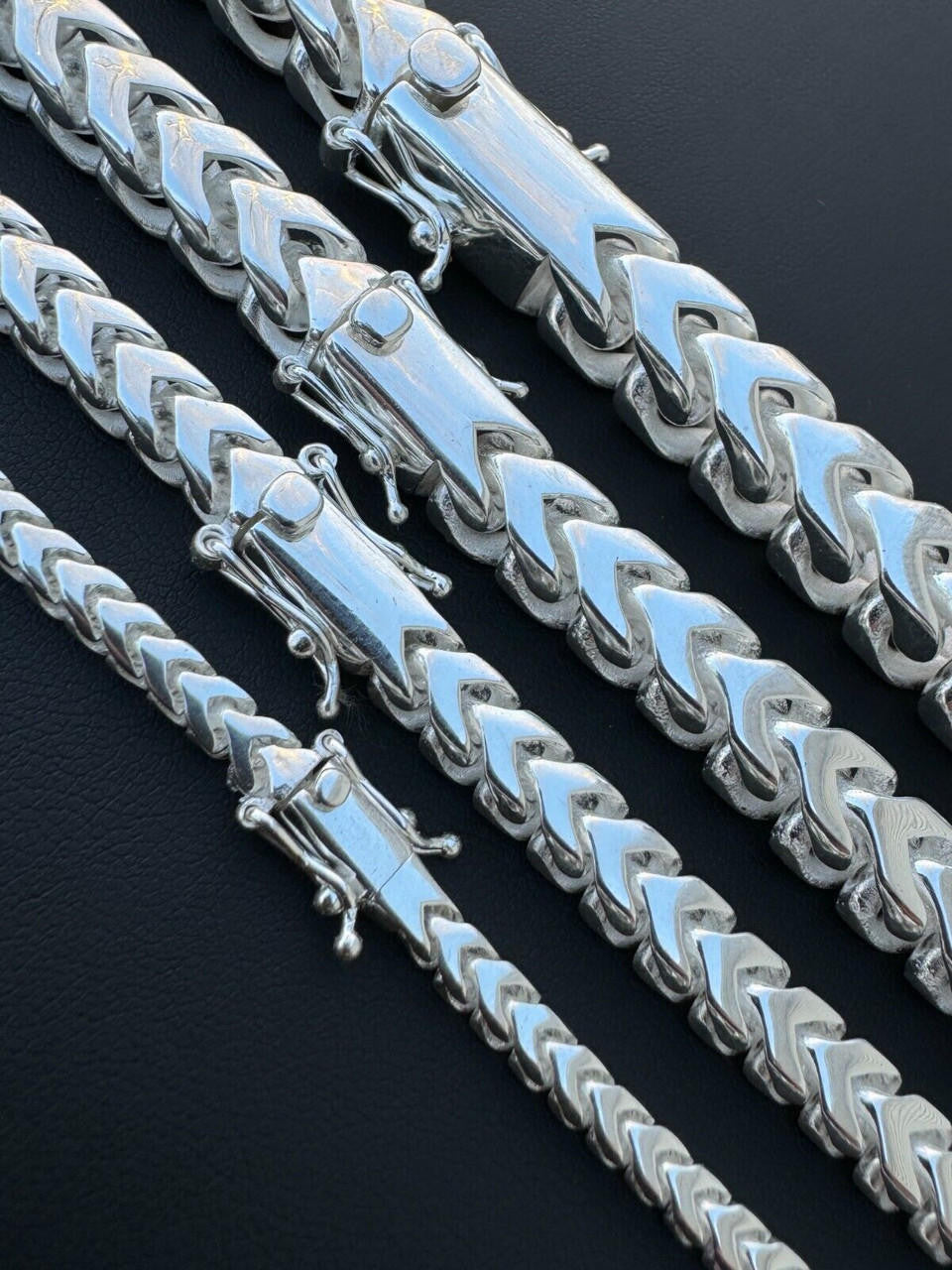 Italiano Silver, Inc. BIG 4-10mm Handmade Franco Chain Necklace Or Bracelet Real 925 Silver Box Clasp