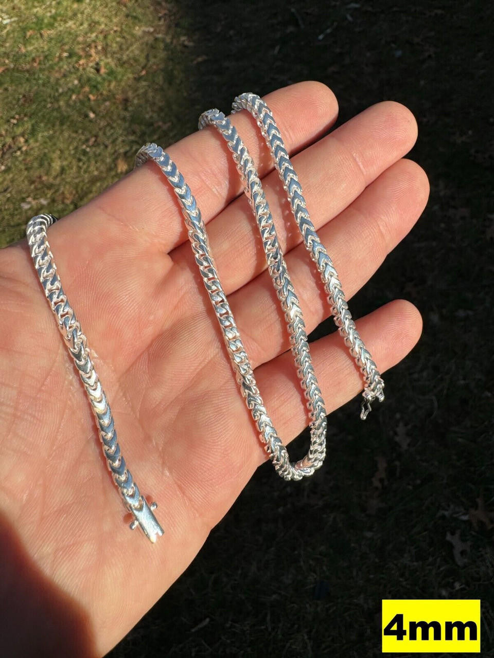 Italiano Silver, Inc. BIG 4-10mm Handmade Franco Chain Necklace Or Bracelet Real 925 Silver Box Clasp