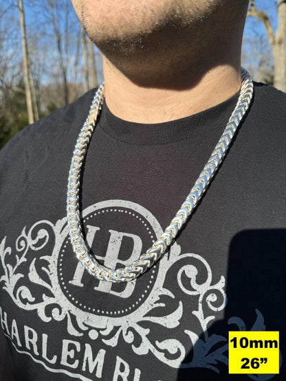 Italiano Silver, Inc. BIG 4-10mm Handmade Franco Chain Necklace Or Bracelet Real 925 Silver Box Clasp
