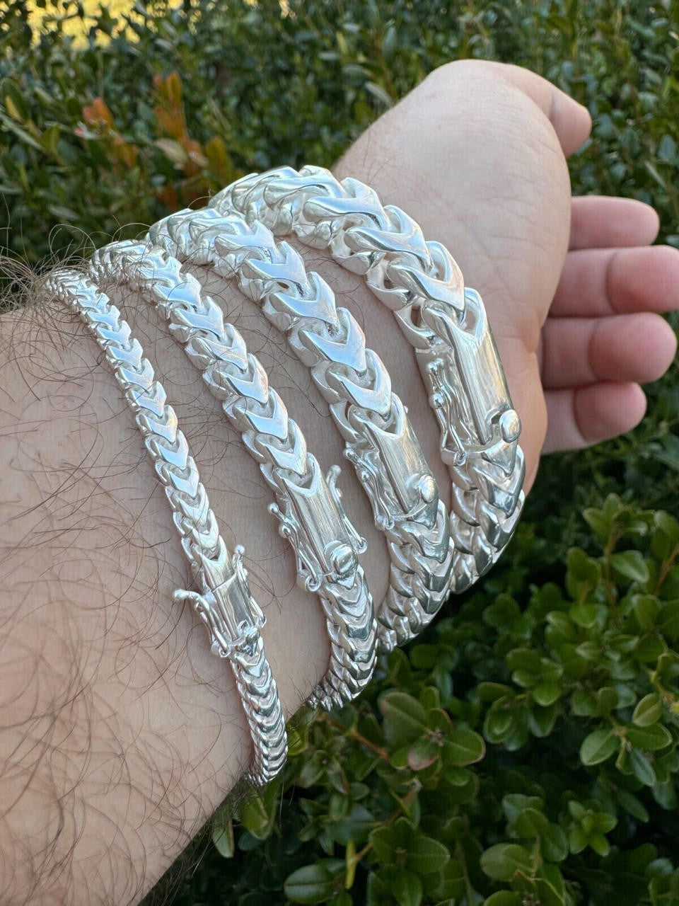 Italiano Silver, Inc. BIG 4-10mm Handmade Franco Chain Necklace Or Bracelet Real 925 Silver Box Clasp