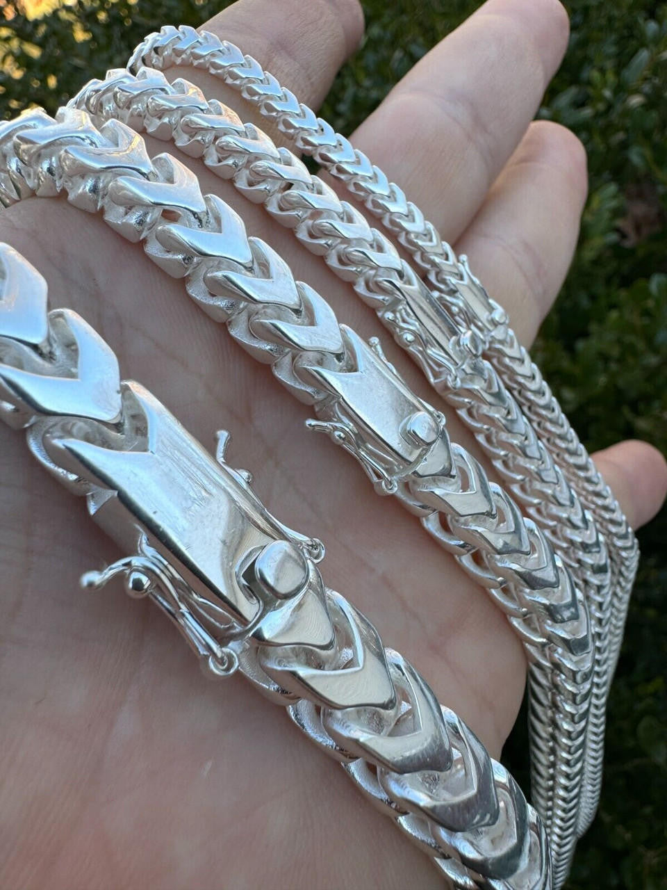 Italiano Silver, Inc. BIG 4-10mm Handmade Franco Chain Necklace Or Bracelet Real 925 Silver Box Clasp