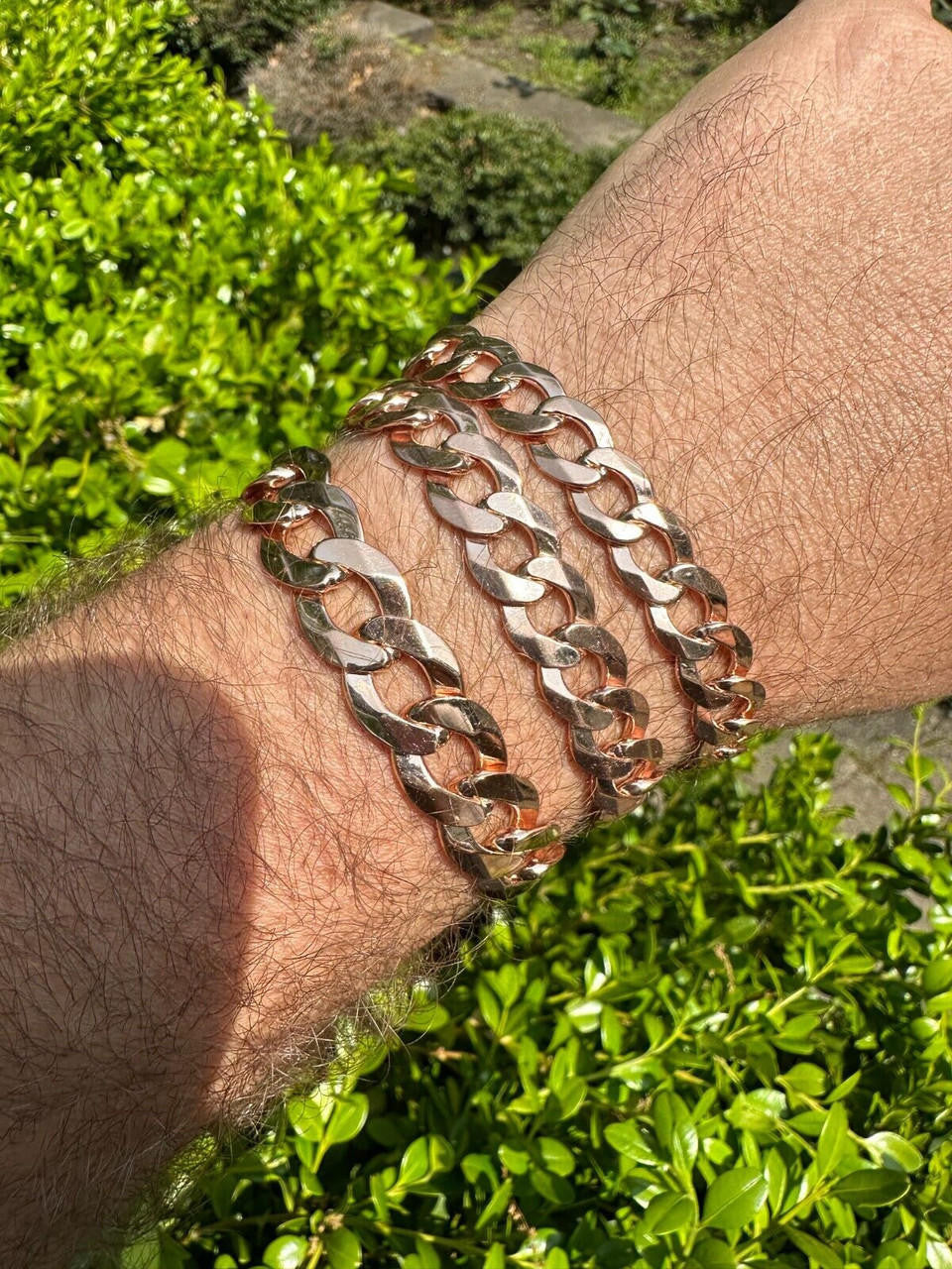 Italiano Silver, Inc. Curb Cuban Link Chain Bracelet Real 14k Rose Gold Plated 925 Silver Box Clasp