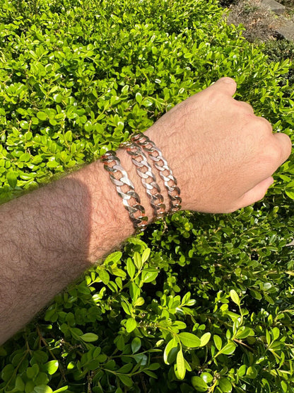 Italiano Silver, Inc. Curb Cuban Link Chain Bracelet Real 14k Rose Gold Plated 925 Silver Box Clasp