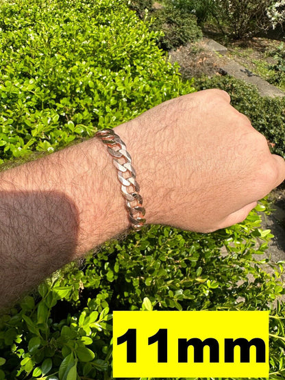 Italiano Silver, Inc. Curb Cuban Link Chain Bracelet Real 14k Rose Gold Plated 925 Silver Box Clasp