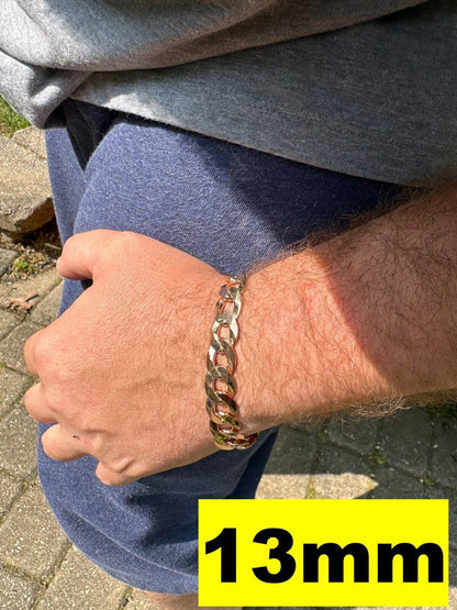 Italiano Silver, Inc. Curb Cuban Link Chain Bracelet Real 14k Rose Gold Plated 925 Silver Box Clasp