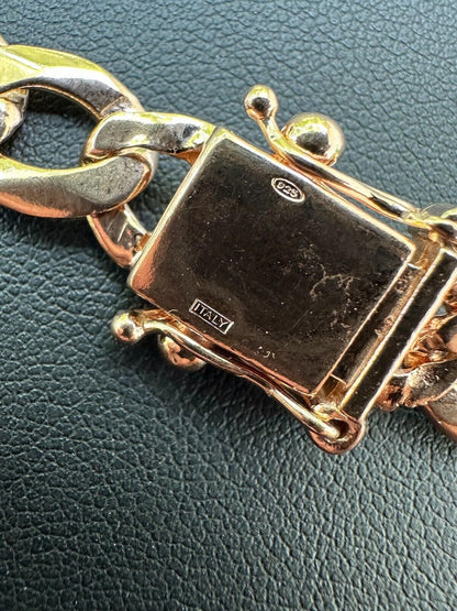 Italiano Silver, Inc. Curb Cuban Link Chain Bracelet Real 14k Rose Gold Plated 925 Silver Box Clasp