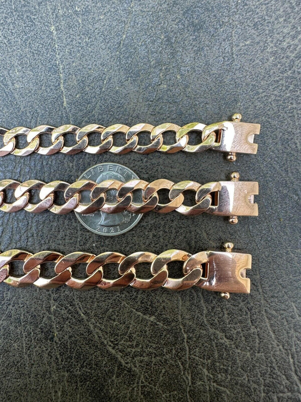 Italiano Silver, Inc. Curb Cuban Link Chain Bracelet Real 14k Rose Gold Plated 925 Silver Box Clasp