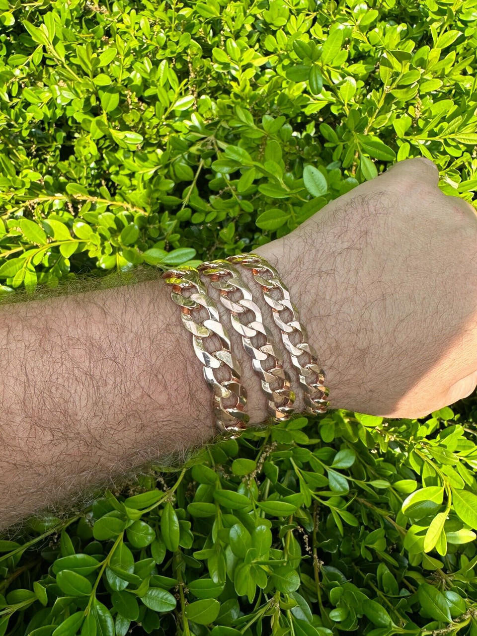 Italiano Silver, Inc. Curb Cuban Link Chain Bracelet Real 14k Rose Gold Plated 925 Silver Box Clasp