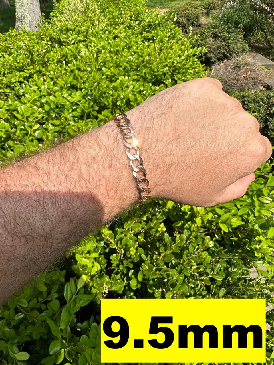 Italiano Silver, Inc. Curb Cuban Link Chain Bracelet Real 14k Rose Gold Plated 925 Silver Box Clasp