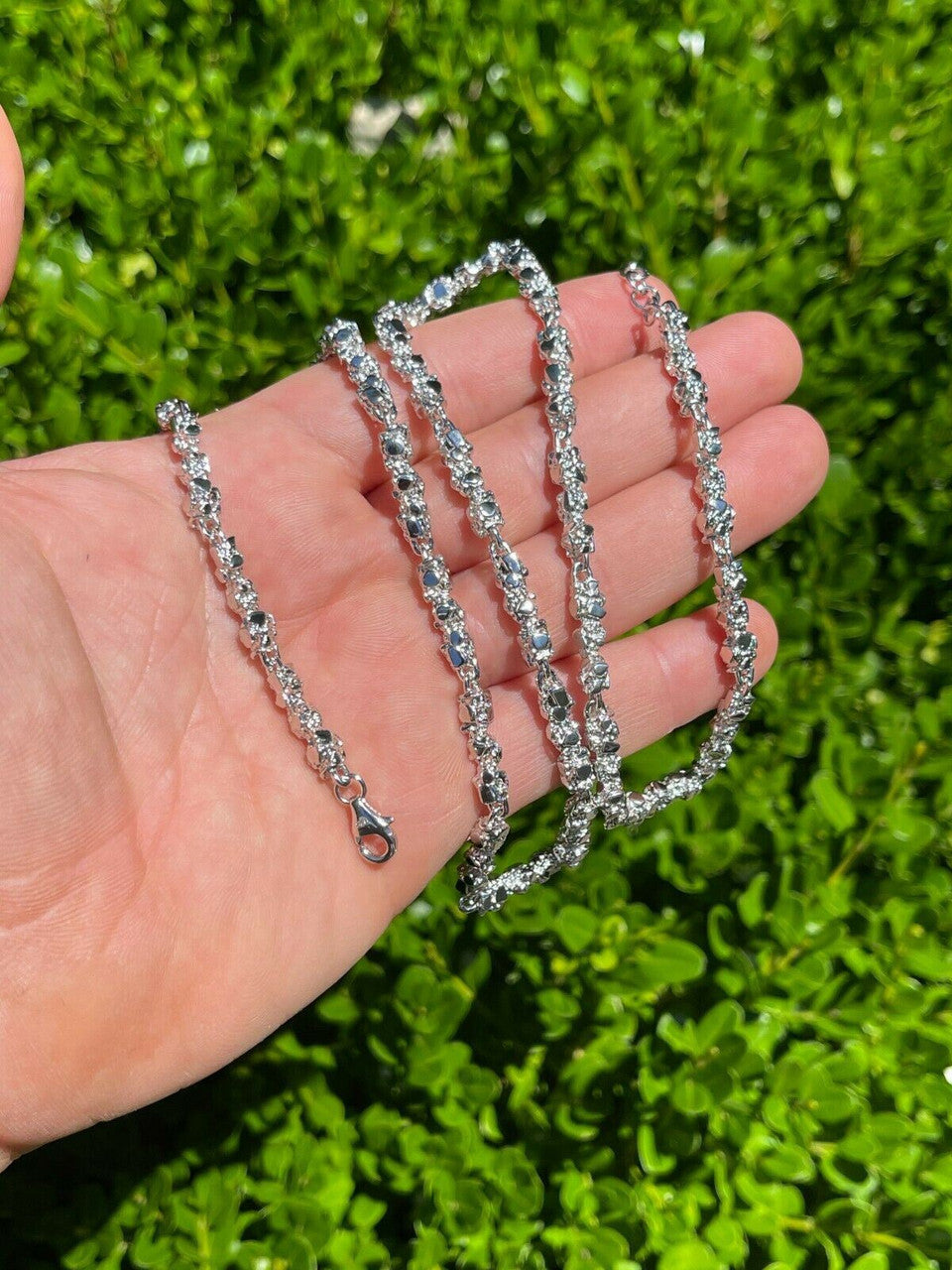Italiano Silver, Inc Custom Handmade Solid 925 Sterling Silver Nugget Link Chain Necklace 5mm 18-30