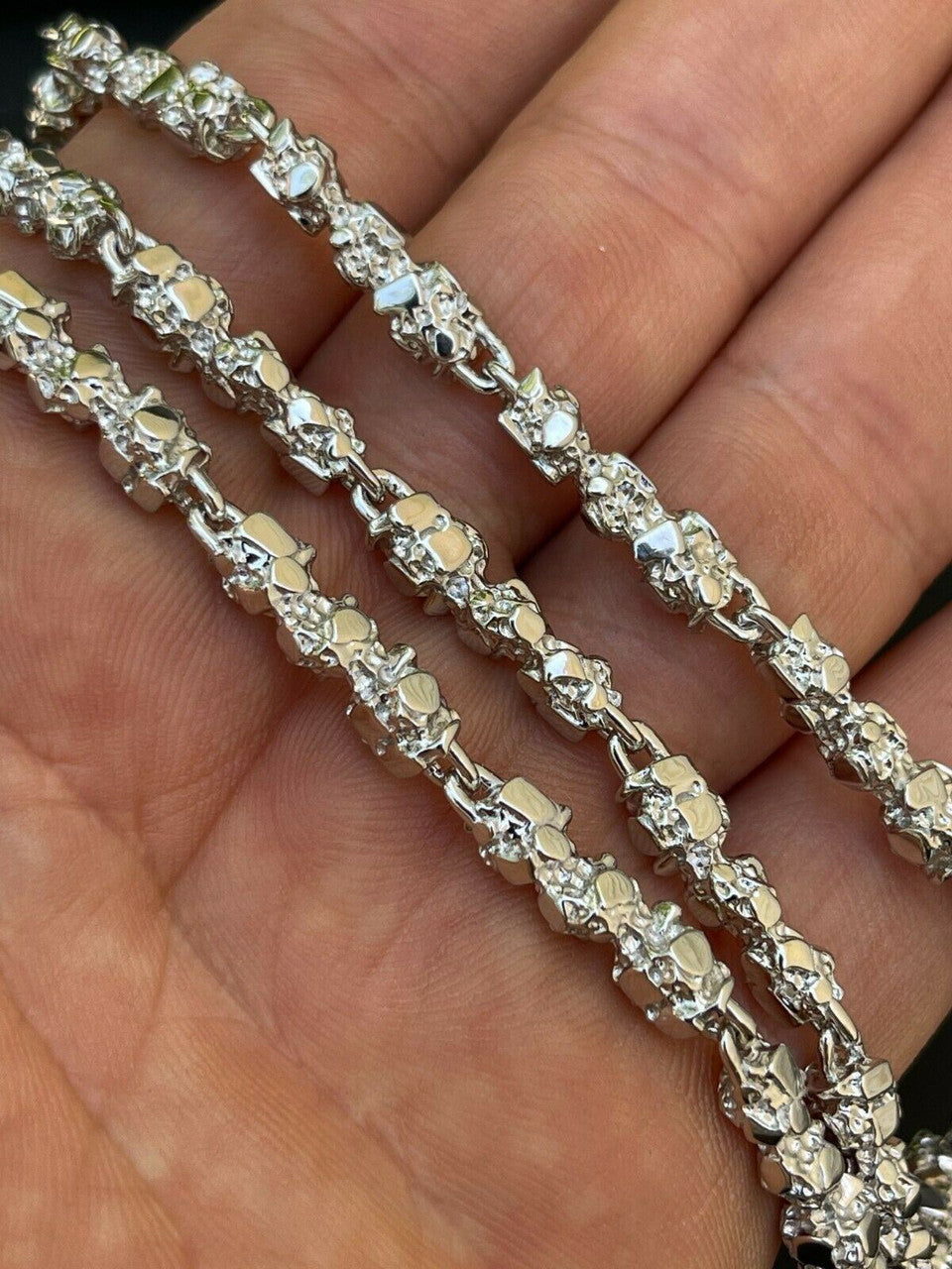 Italiano Silver, Inc Custom Handmade Solid 925 Sterling Silver Nugget Link Chain Necklace 5mm 18-30