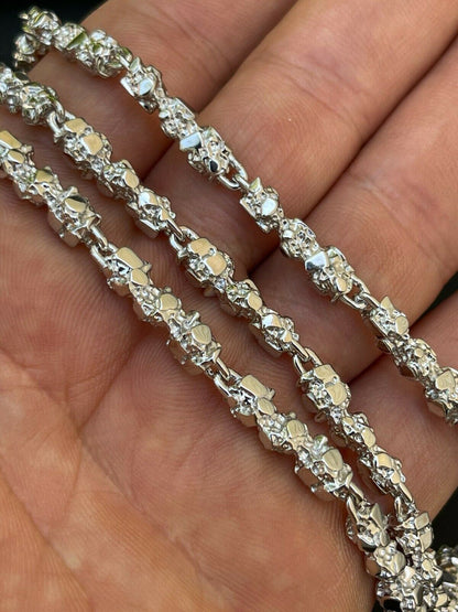 Italiano Silver, Inc Custom Handmade Solid 925 Sterling Silver Nugget Link Chain Necklace 5mm 18-30