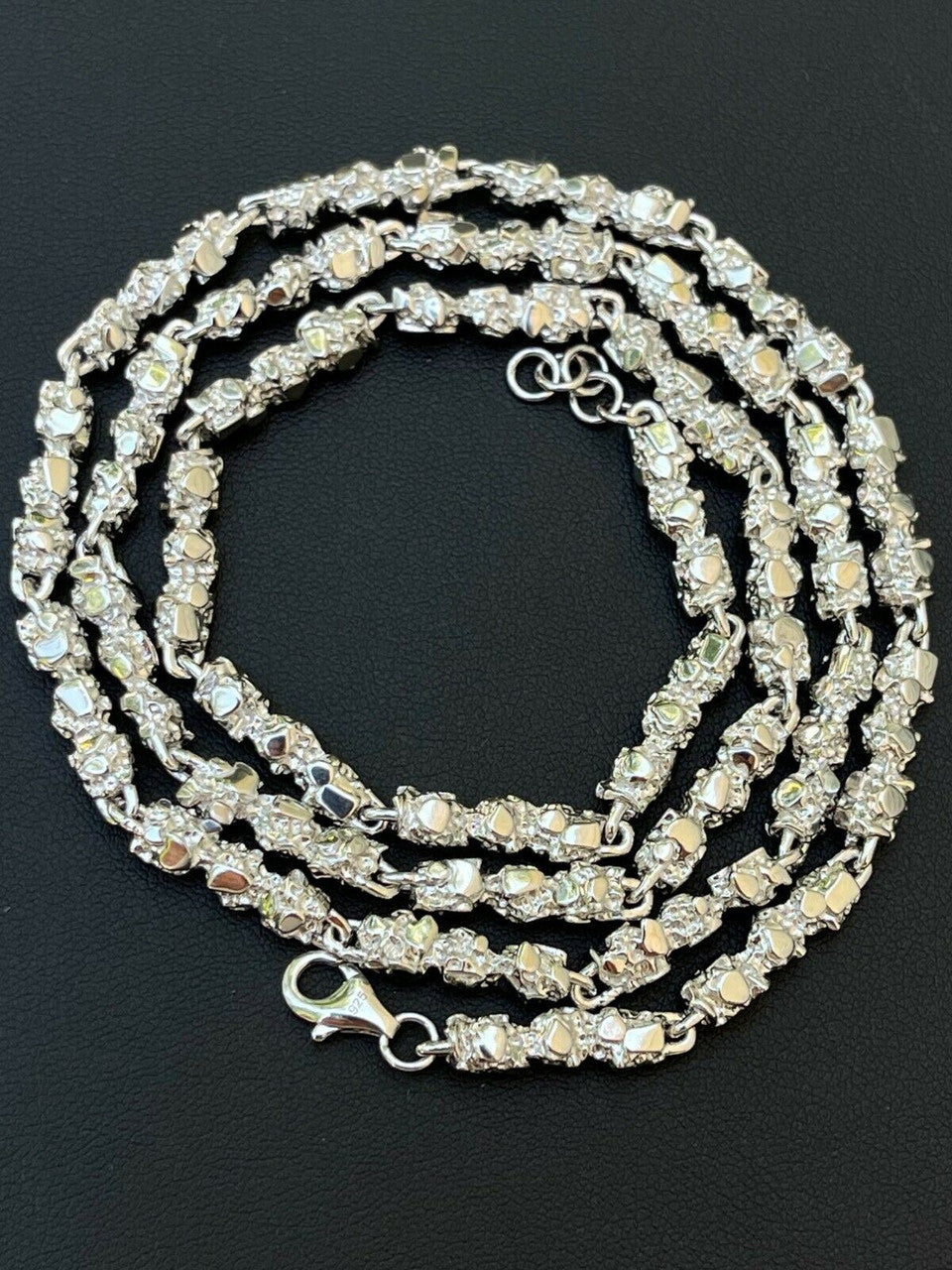 Italiano Silver, Inc Custom Handmade Solid 925 Sterling Silver Nugget Link Chain Necklace 5mm 18-30