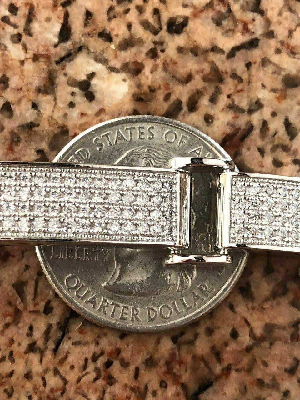 Italiano Silver, Inc. Custom Panther Cuff Link Bracelet Iced Out CZ Stones - 925 Silver - 10.5mm - 7"-8.5"