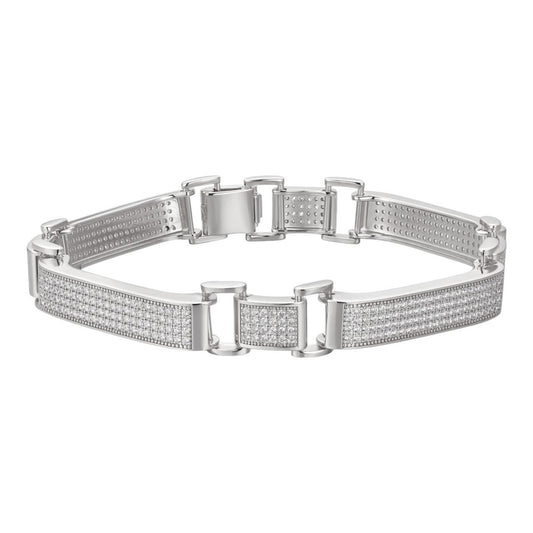 Italiano Silver, Inc. Custom Panther Cuff Link Bracelet Iced Out CZ Stones - 925 Silver - 10.5mm - 7"-8.5"