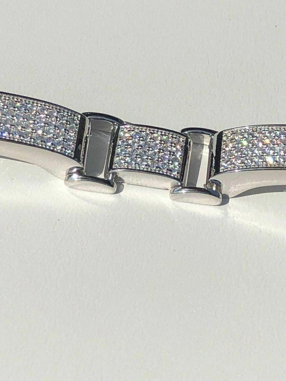 Italiano Silver, Inc. Custom Panther Cuff Link Bracelet Iced Out CZ Stones - 925 Silver - 10.5mm - 7"-8.5"