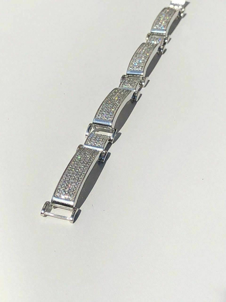 Italiano Silver, Inc. Custom Panther Cuff Link Bracelet Iced Out CZ Stones - 925 Silver - 10.5mm - 7"-8.5"