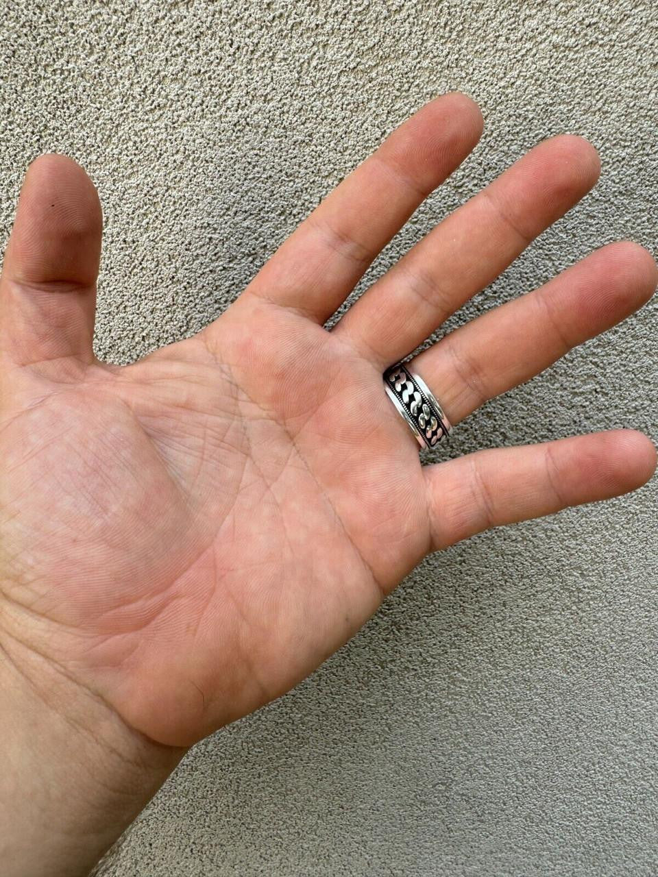 Italiano Silver, Inc. Eternal Love Cuban Link Eternity Band Ring - 925 Silver Oxidized - Plain